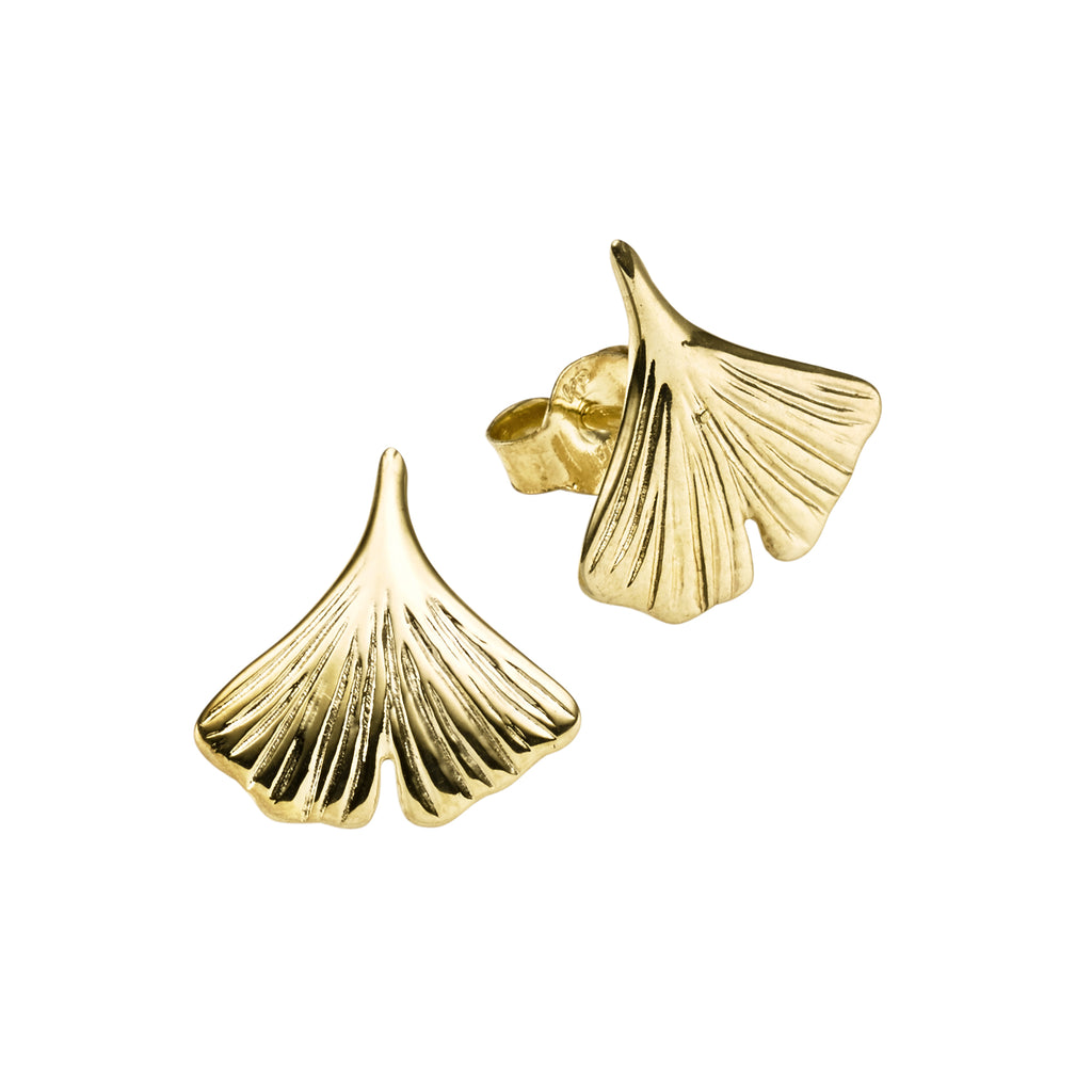 333 Gelbgold Small Ginkgo Leaf Ohrringe