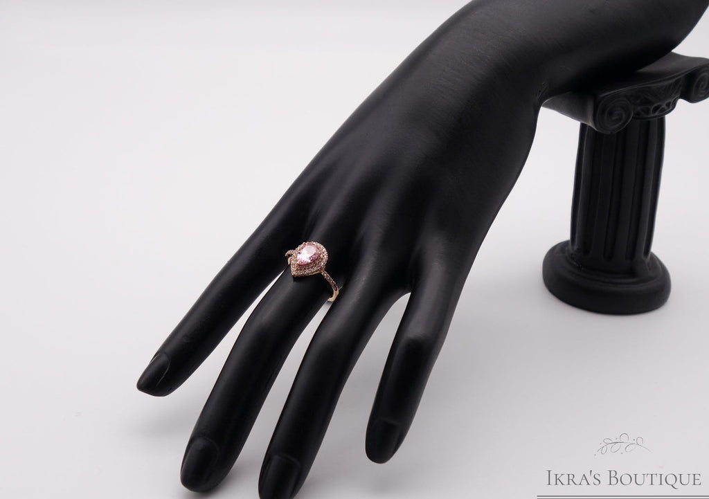 Gold ummantelter Rose Zirkonia Drop Ring