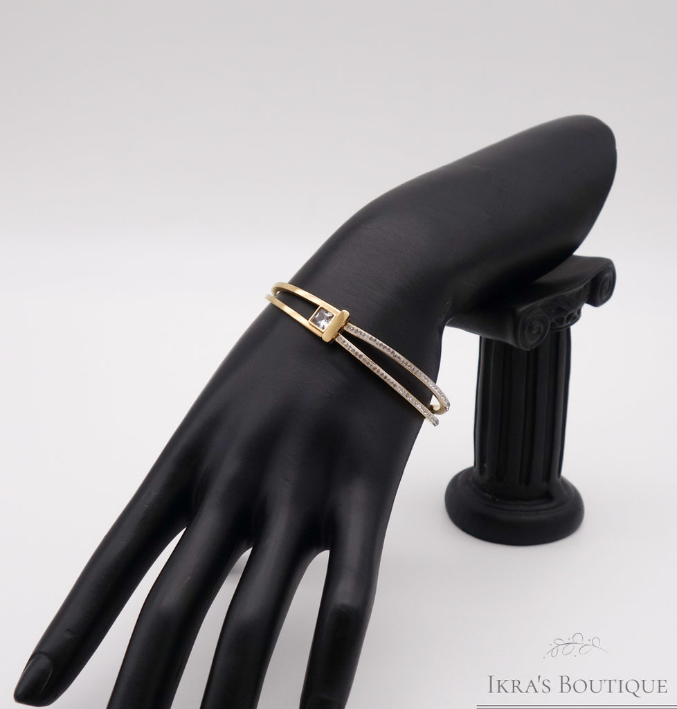 Gold Ummanteltes Square Zirkonia Line Armband