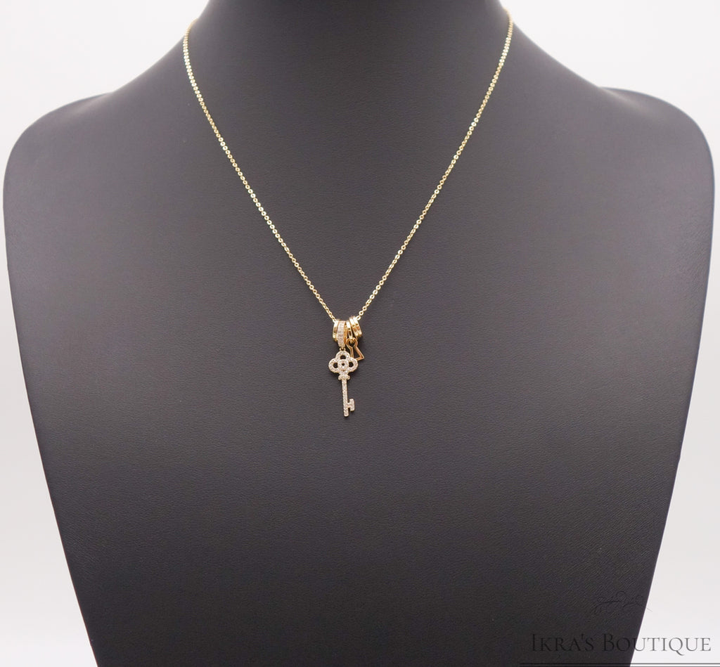 Gold ummantelte Zirkonia Key Halskette