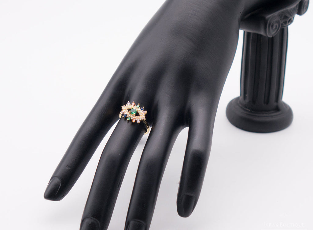 Gold ummantelter Zirkonia Evil Eye Ring