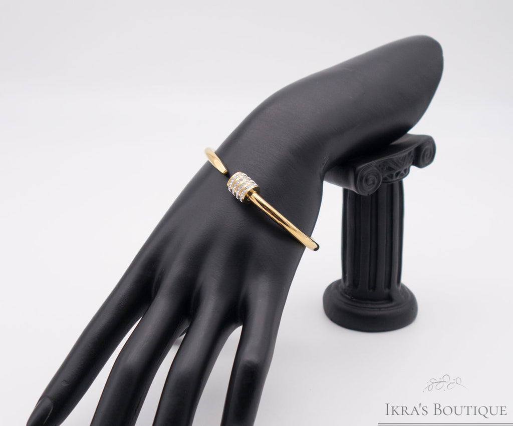 Gold Ummanteltes Zirkonia Cylinder Armband