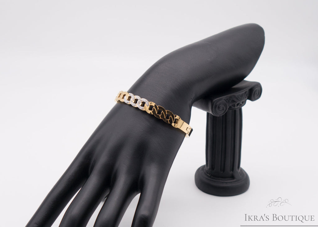 Gold Ummanteltes Partial Zirkonia Chain Armband