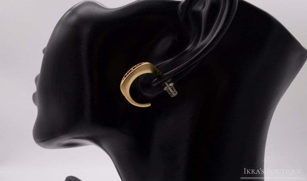 Gold ummantelte Black Zirkonia Line Ohrringe - Ikra's Boutique