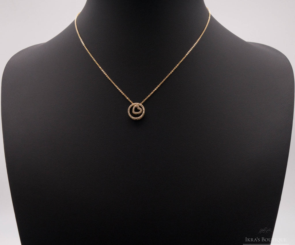 Gold ummantelte Circle Heart Halskette - Ikra's Boutique