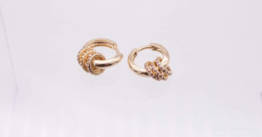 Gold ummantelte Glänzende Rundanhänger Ohrringe - Ikra's Boutique
