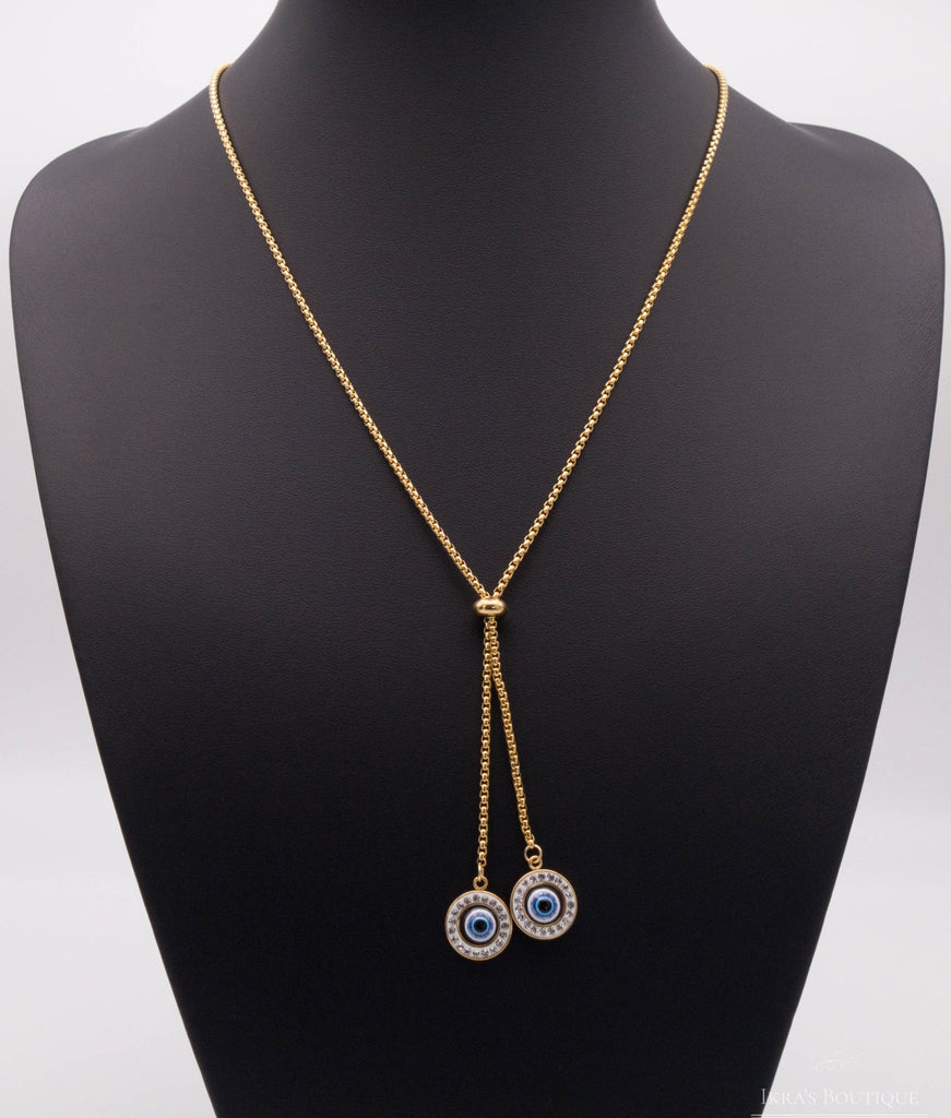 Gold ummantelte Nazar Zirkonia Halskette - Ikra's Boutique