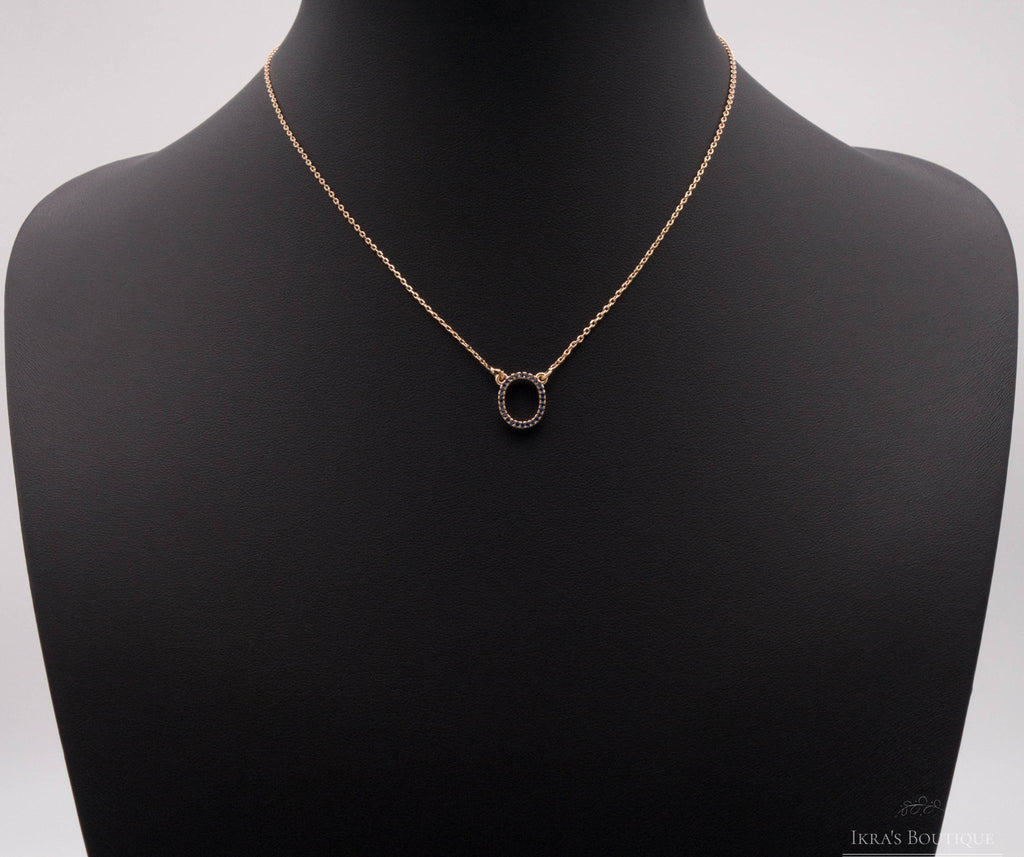 Gold ummantelte Oval Zirkonia Circle Halskette - Ikra's Boutique