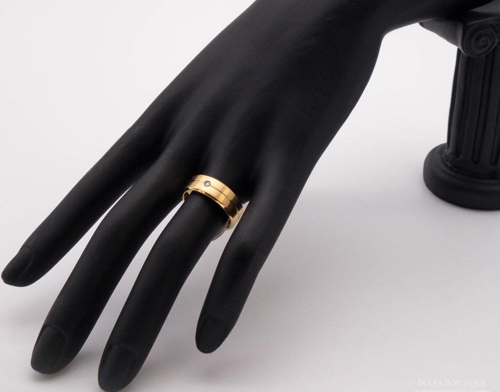 Gold ummantelter Single Stone Line Wedding Ring - Ikra's Boutique