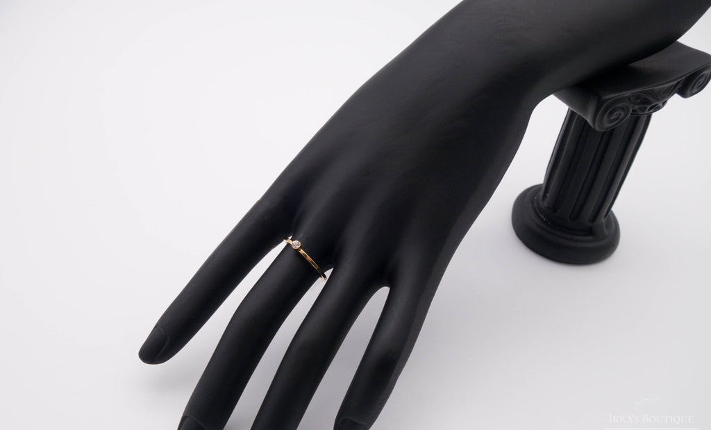 Gold ummantelter Small Single Zirkonia Ring - Ikra's Boutique