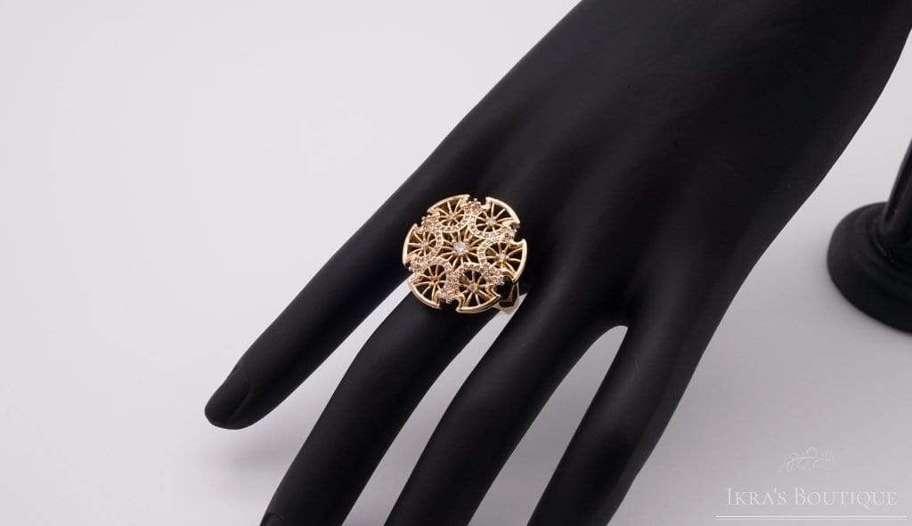 Gold ummantelter Zirkonia Rose Ring - Ikra's Boutique