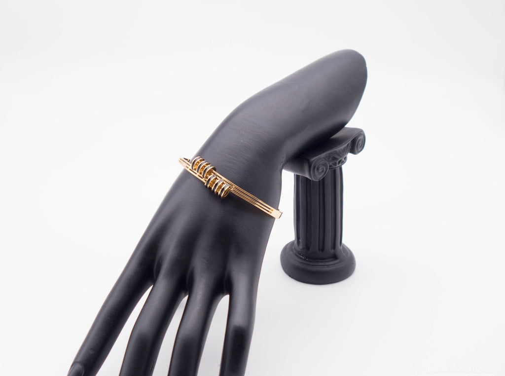 Gold Ummanteltes Black Circle Armband - Ikra's Boutique